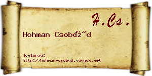 Hohman Csobád névjegykártya